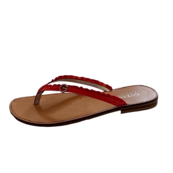 Guess by Marciano Red Leather Thong Sandals Size 7 - Picture 3 of 10